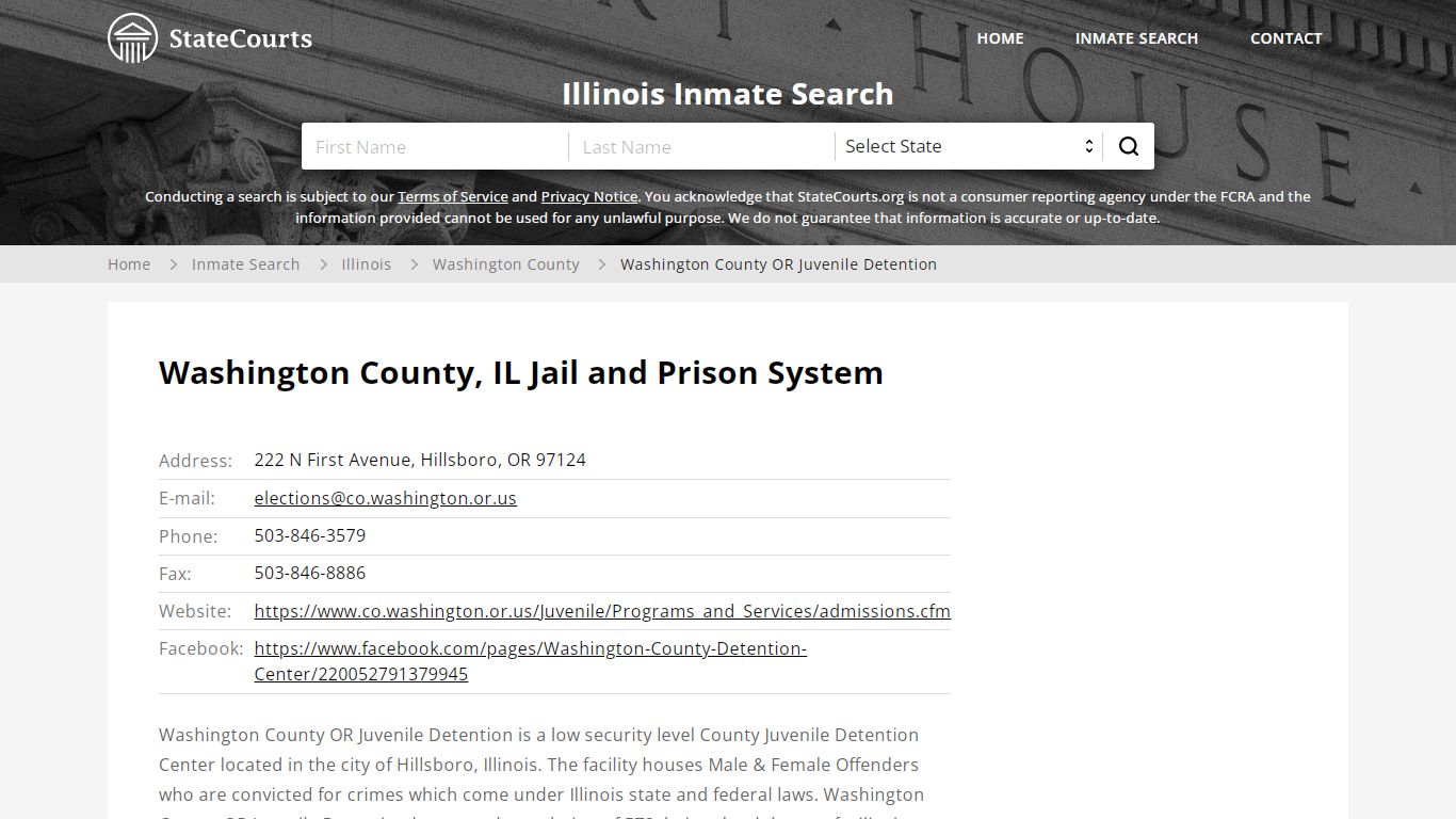 Washington County OR Juvenile Detention Inmate Records Search, Illinois ...